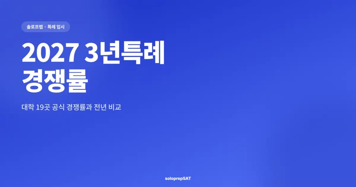 3년특례 경쟁률 2027 — 대학 19곳 공식 경쟁률과 전년 비교