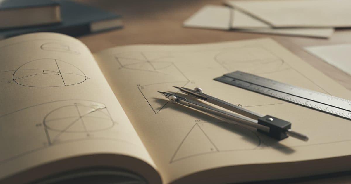 SAT 수학 범위 — 도형을 그린 노트와 컴퍼스, 자