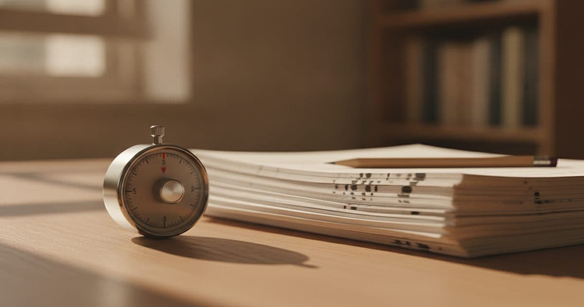 SAT 기출문제 실전 연습 — 스톱워치와 문제지 더미