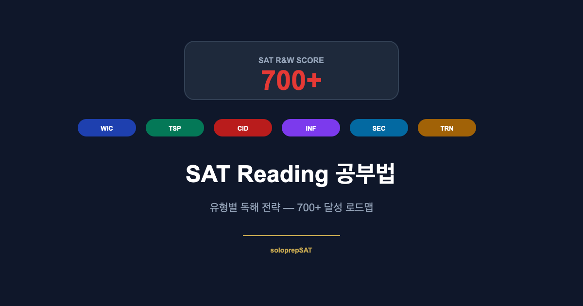 SAT Reading 공부법 700점 이상 전략