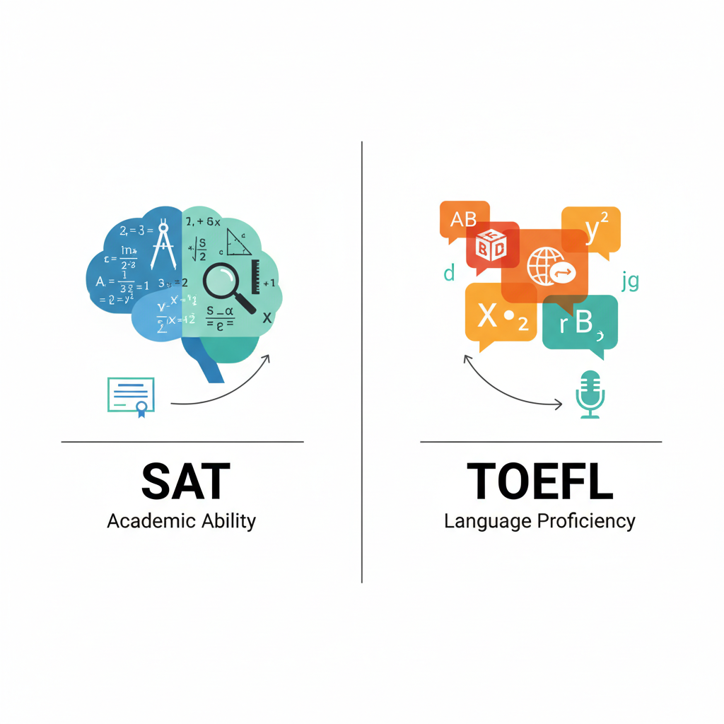 SAT와 TOEFL 차이 — 학업능력 vs 어학능력
