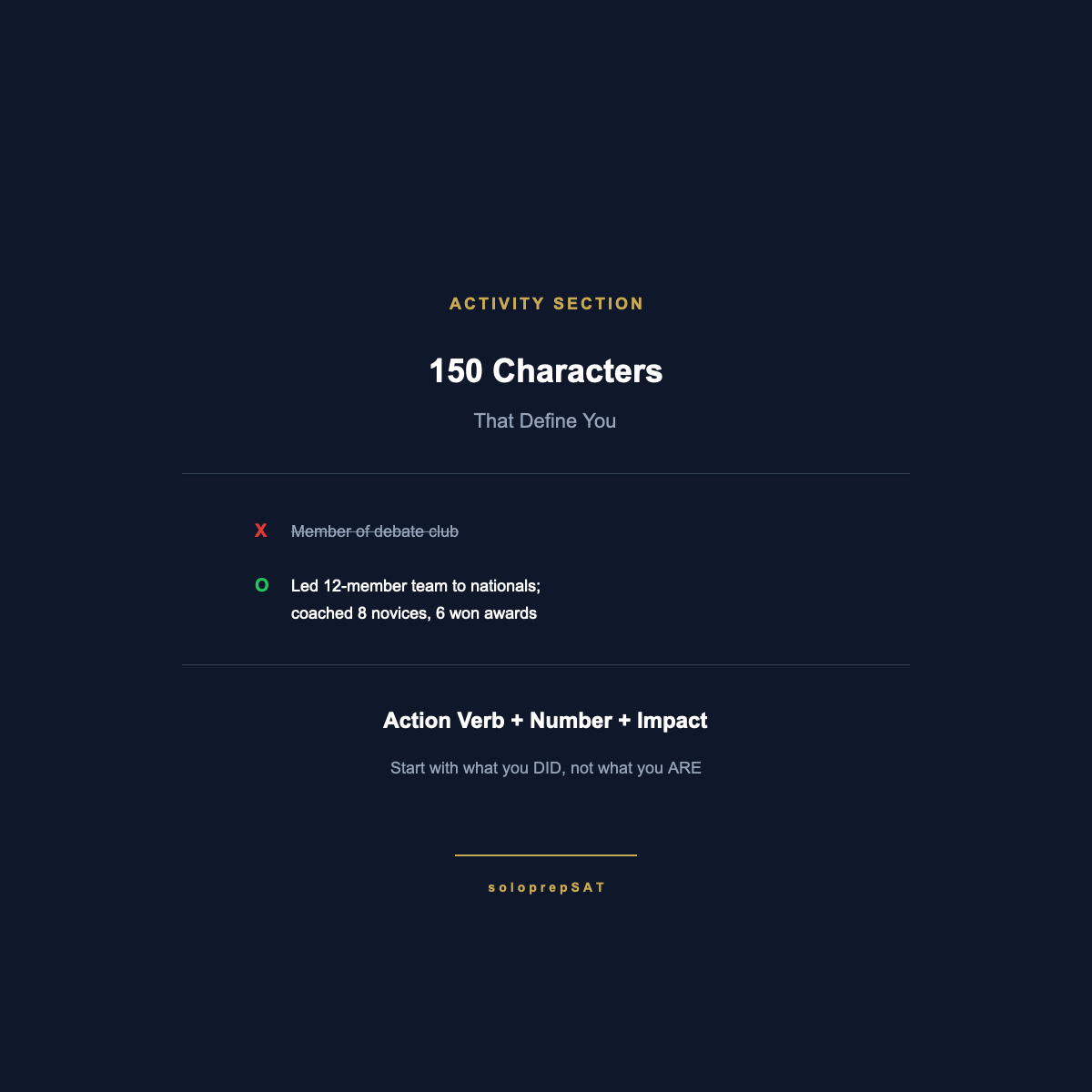 커먼앱 Activity Section 150자 작성법 — Action Verb + Number + Impact