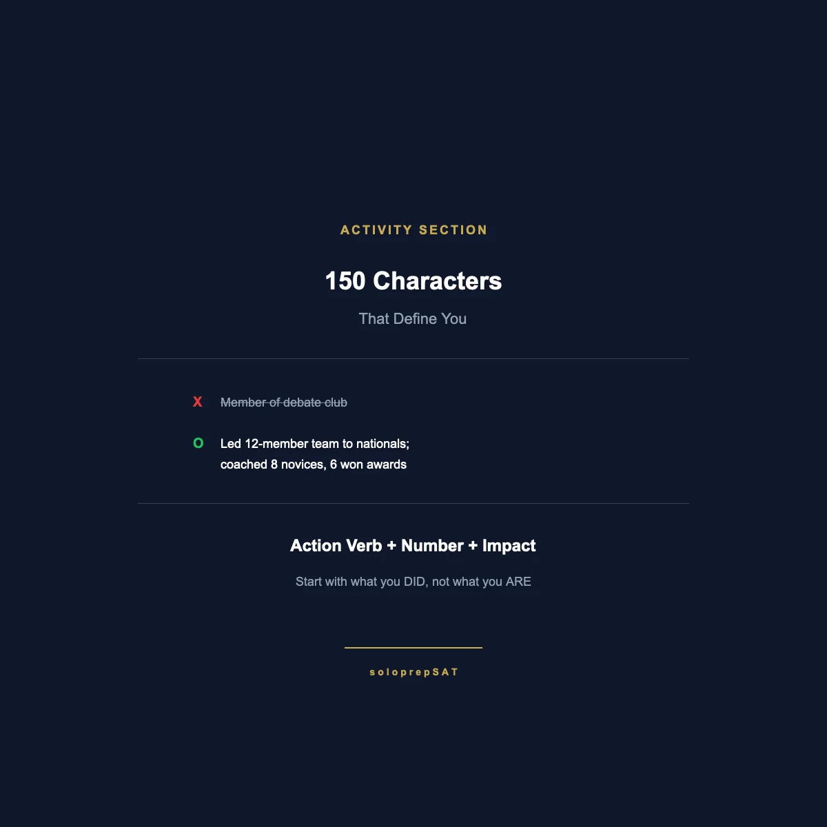 커먼앱 Activity Section 150자 작성법 — Action Verb + Number + Impact