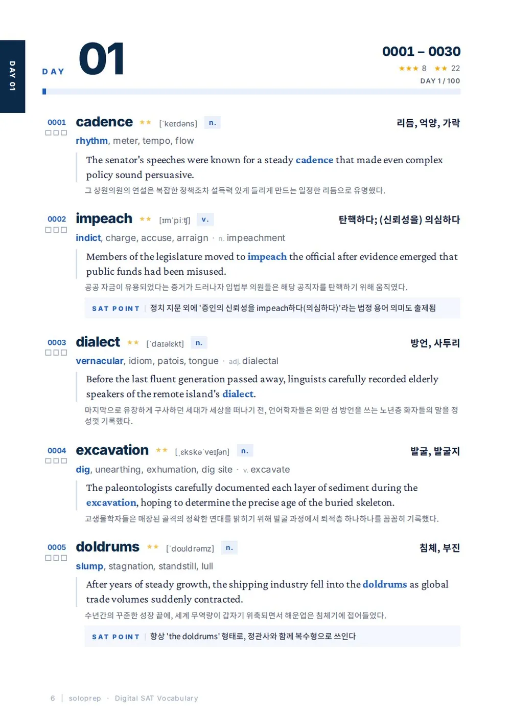 SAT 단어장 SAT VOCA 3000 Day 1 본문 첫 페이지