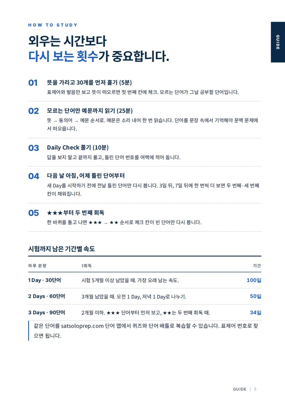 SAT 단어장 SAT VOCA 3000 공부법과 기간별 진도표